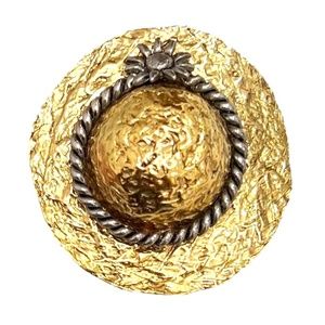 VINTAGE PREMIER DESIGNS CROWN GOLD TONE SUN HAT W FLOWER BROOCH - MISSING PIN
